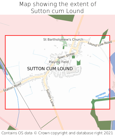 Map showing extent of Sutton cum Lound as bounding box
