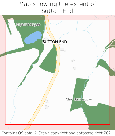 Map showing extent of Sutton End as bounding box