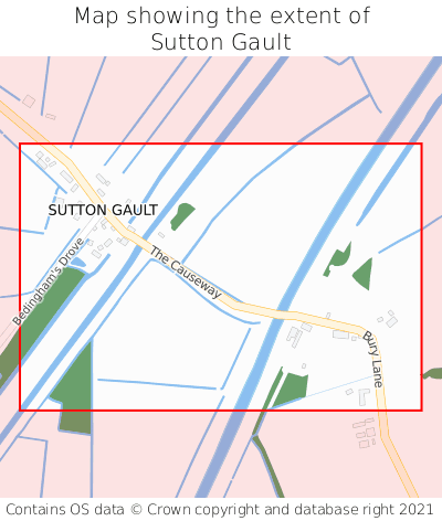 Map showing extent of Sutton Gault as bounding box