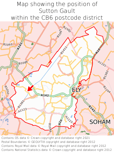 Map showing location of Sutton Gault within CB6