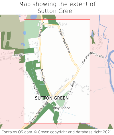 Map showing extent of Sutton Green as bounding box