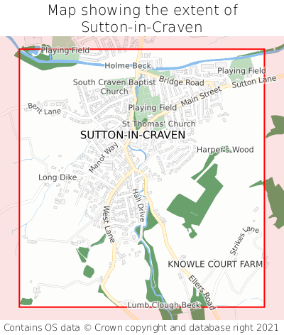 Map showing extent of Sutton-in-Craven as bounding box