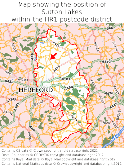 Map showing location of Sutton Lakes within HR1