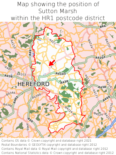 Map showing location of Sutton Marsh within HR1