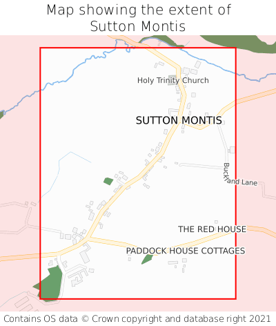 Map showing extent of Sutton Montis as bounding box