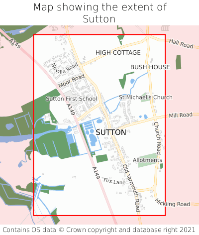 Map showing extent of Sutton as bounding box