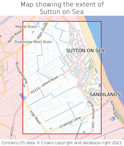 Map showing extent of Sutton on Sea as bounding box