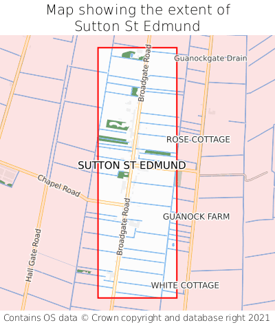 Map showing extent of Sutton St Edmund as bounding box