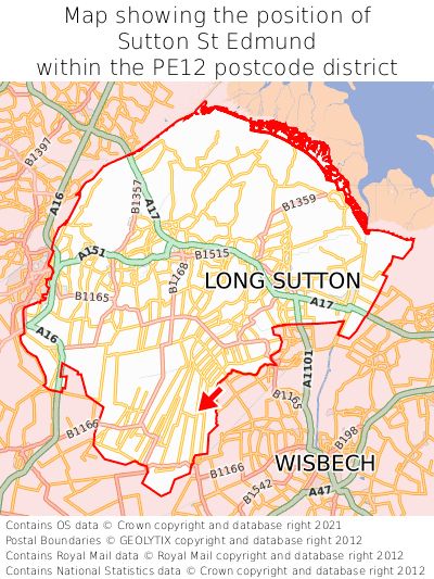 Map showing location of Sutton St Edmund within PE12