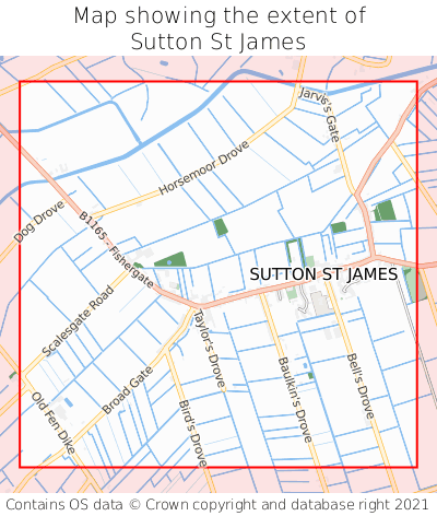 Map showing extent of Sutton St James as bounding box