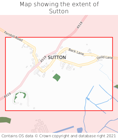 Map showing extent of Sutton as bounding box