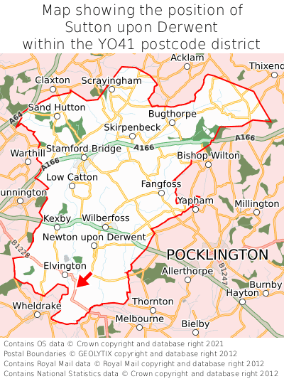 Map showing location of Sutton upon Derwent within YO41