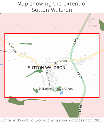 Map showing extent of Sutton Waldron as bounding box
