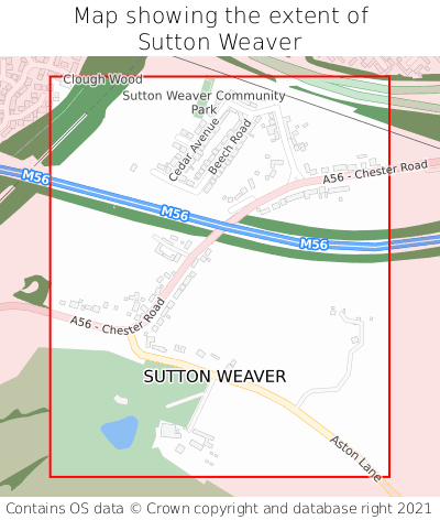 Map showing extent of Sutton Weaver as bounding box