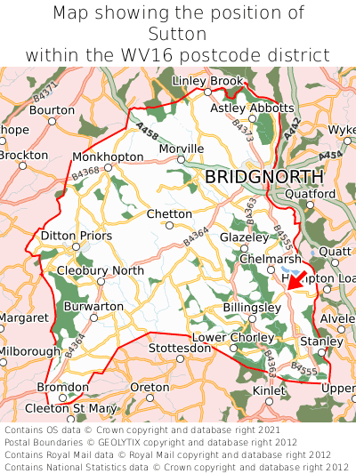 Map showing location of Sutton within WV16