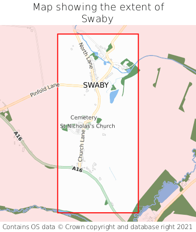 Map showing extent of Swaby as bounding box