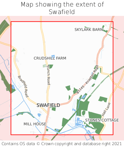 Map showing extent of Swafield as bounding box