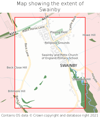 Map showing extent of Swainby as bounding box
