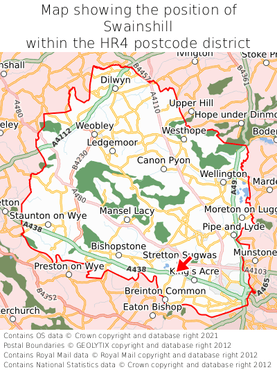 Map showing location of Swainshill within HR4