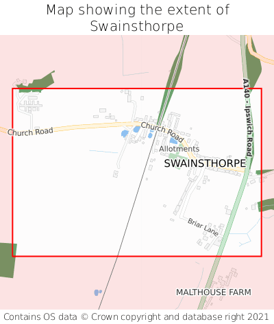 Map showing extent of Swainsthorpe as bounding box