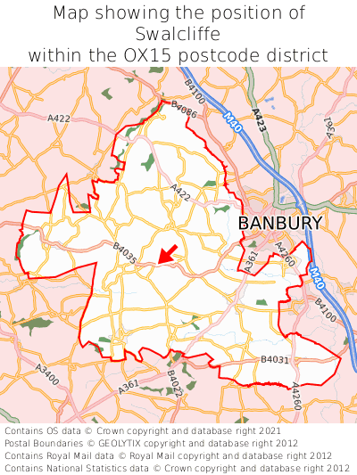 Map showing location of Swalcliffe within OX15