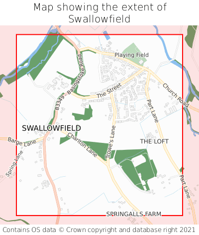 Map showing extent of Swallowfield as bounding box