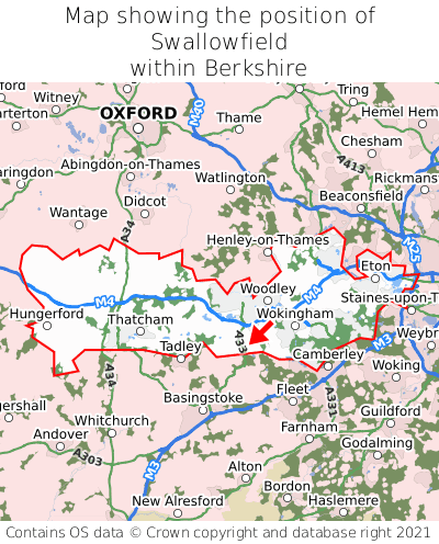 Map showing location of Swallowfield within Berkshire