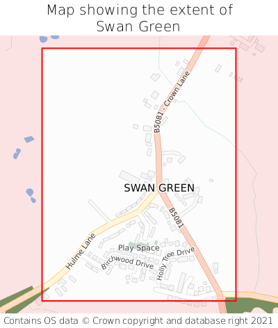 Map showing extent of Swan Green as bounding box