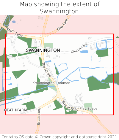 Map showing extent of Swannington as bounding box