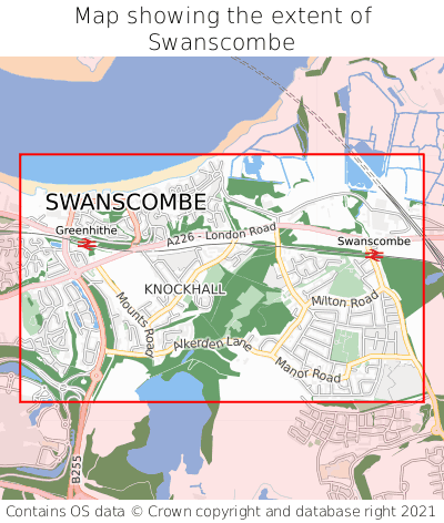 Map showing extent of Swanscombe as bounding box