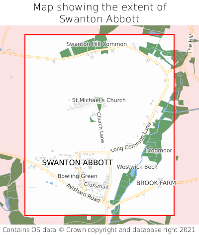 Map showing extent of Swanton Abbott as bounding box