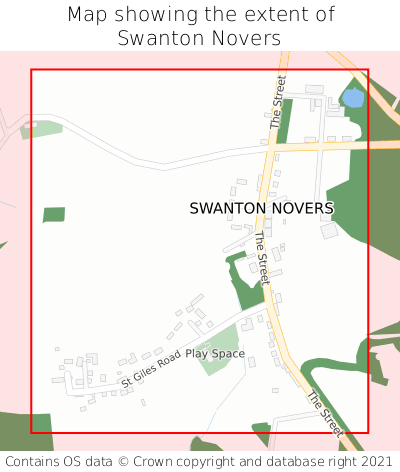 Map showing extent of Swanton Novers as bounding box