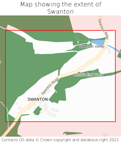 Map showing extent of Swanton as bounding box
