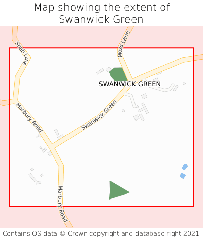 Map showing extent of Swanwick Green as bounding box