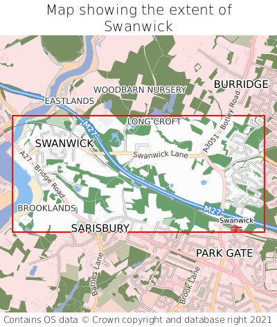 Map showing extent of Swanwick as bounding box