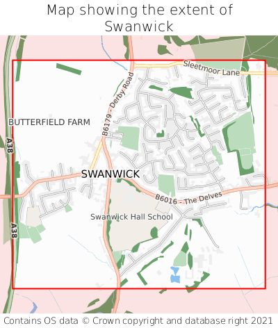 Map showing extent of Swanwick as bounding box