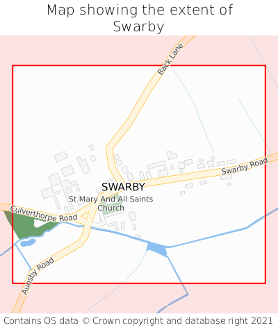 Map showing extent of Swarby as bounding box
