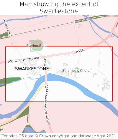 Map showing extent of Swarkestone as bounding box