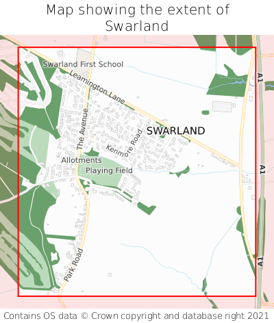 Map showing extent of Swarland as bounding box