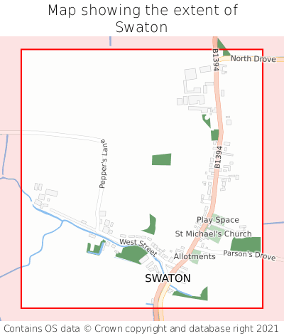 Map showing extent of Swaton as bounding box