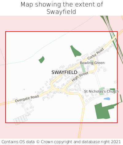 Map showing extent of Swayfield as bounding box