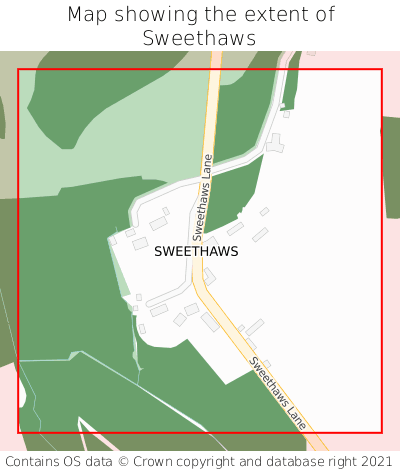 Map showing extent of Sweethaws as bounding box