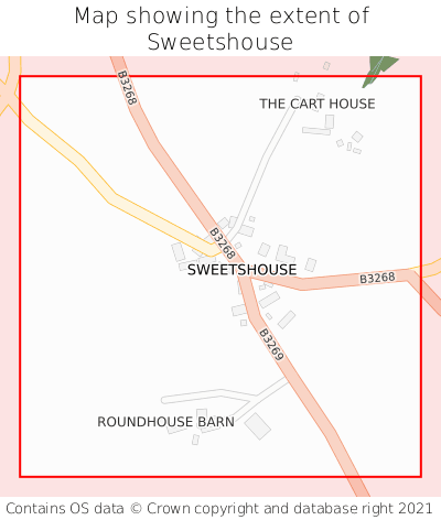 Map showing extent of Sweetshouse as bounding box