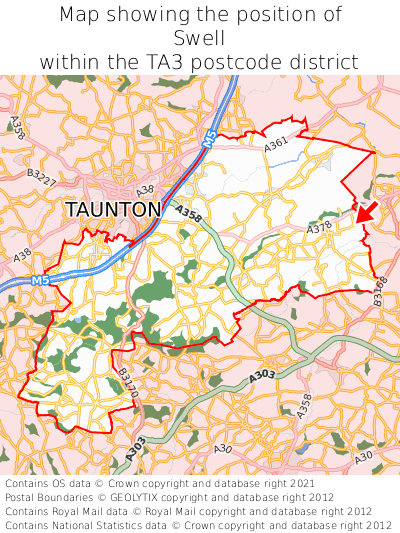 Map showing location of Swell within TA3