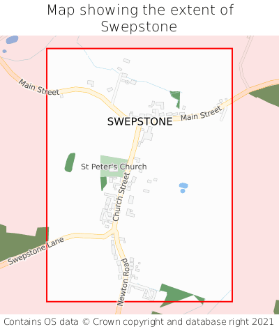 Map showing extent of Swepstone as bounding box