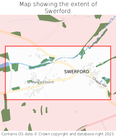Map showing extent of Swerford as bounding box