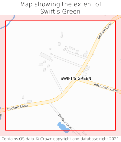 Map showing extent of Swift's Green as bounding box