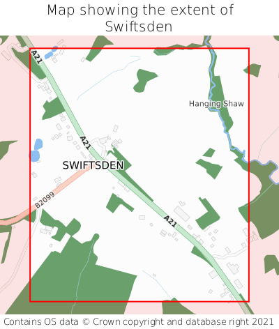 Map showing extent of Swiftsden as bounding box