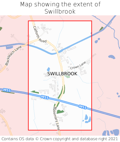 Map showing extent of Swillbrook as bounding box