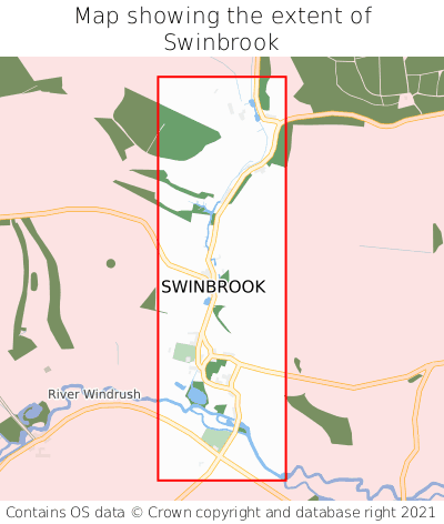 Map showing extent of Swinbrook as bounding box